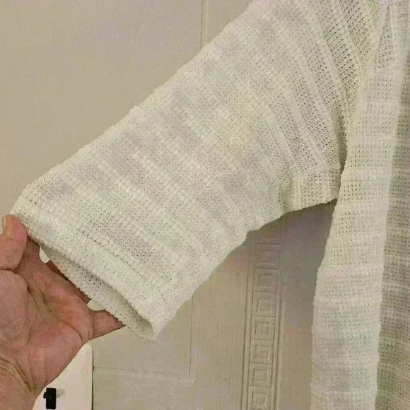 Jones New York SignatureWoman White Open Crochet Knit 3/4 Sleeve Cardigan Sz 1X - Picture 3 of 12